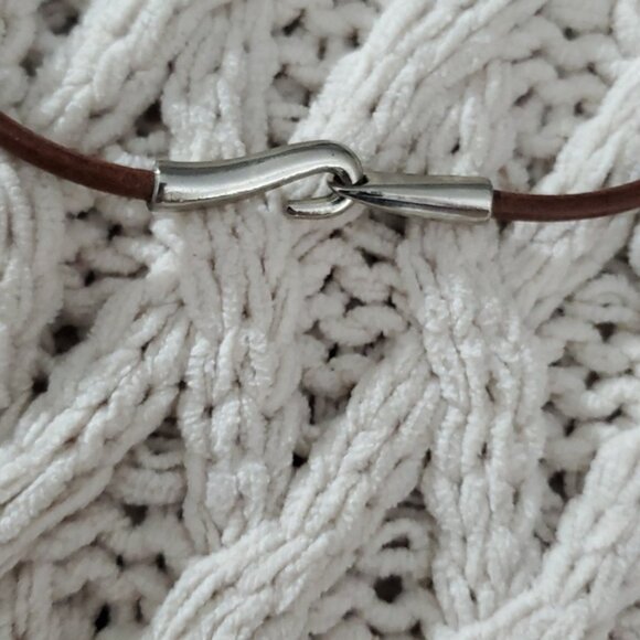 NEW- Mexican-Made Faux Leather Western Chocker necklace w stainless stee… - Picture 5 of 5